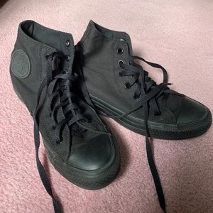 All Black High Top Converse *WORN TWICE*